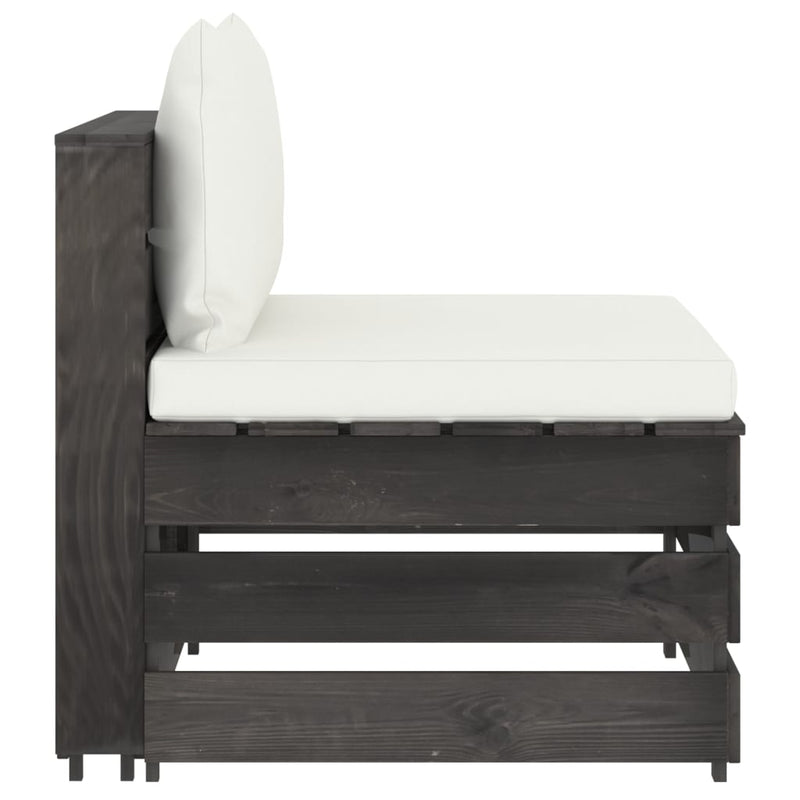 vidaXL szürke impregnált fa elemes középső kanapé párnákkal