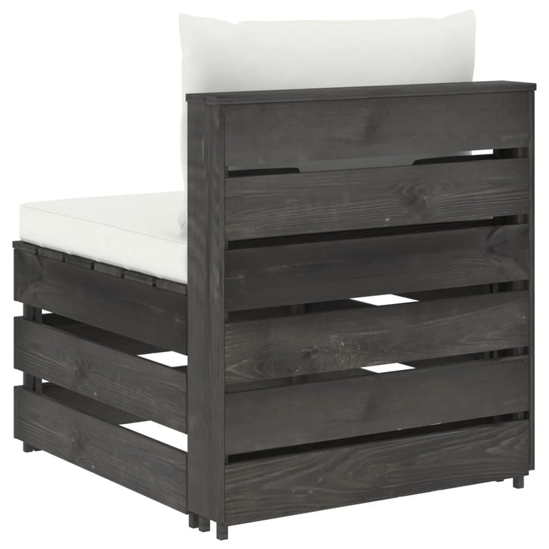 vidaXL szürke impregnált fa elemes középső kanapé párnákkal