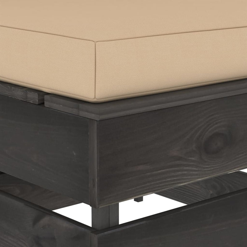 vidaXL szürke impregnált fa elemes középső kanapé párnákkal