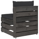 vidaXL szürke impregnált fa elemes középső kanapé párnákkal