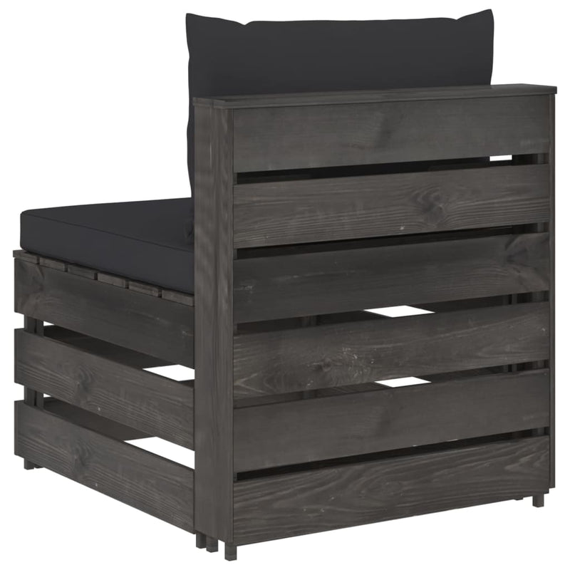 vidaXL szürke impregnált fa elemes középső kanapé párnákkal