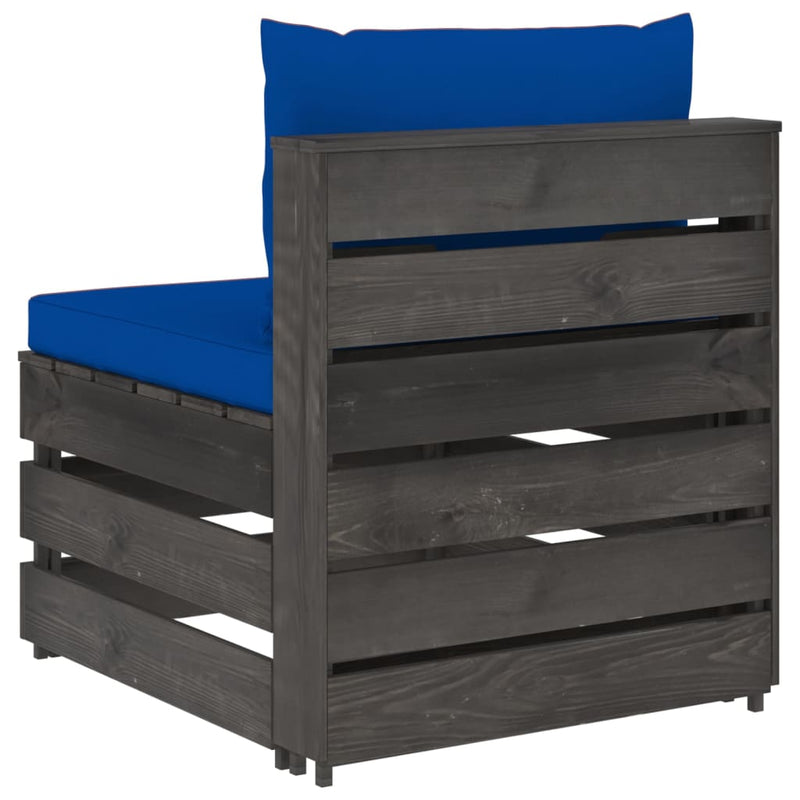 vidaXL szürke impregnált fa elemes középső kanapé párnákkal