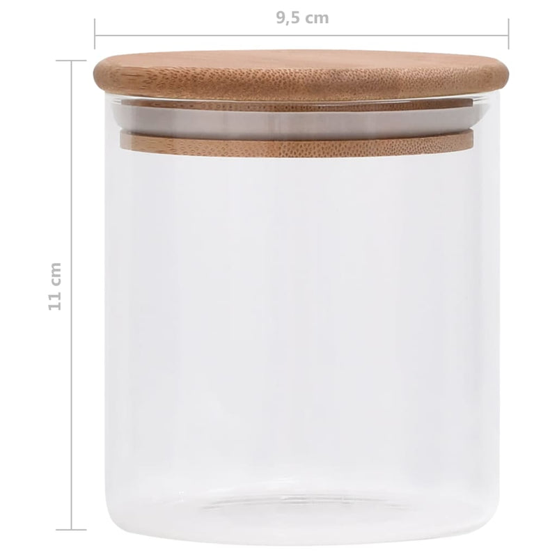 vidaXL 10 db üvegedény bambuszfedéllel 600 ml