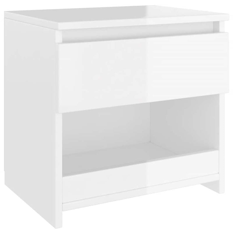 vidaXL 2 db magasfényű fehér szerelt fa éjjeliszekrény 40 x 30 x 39 cm