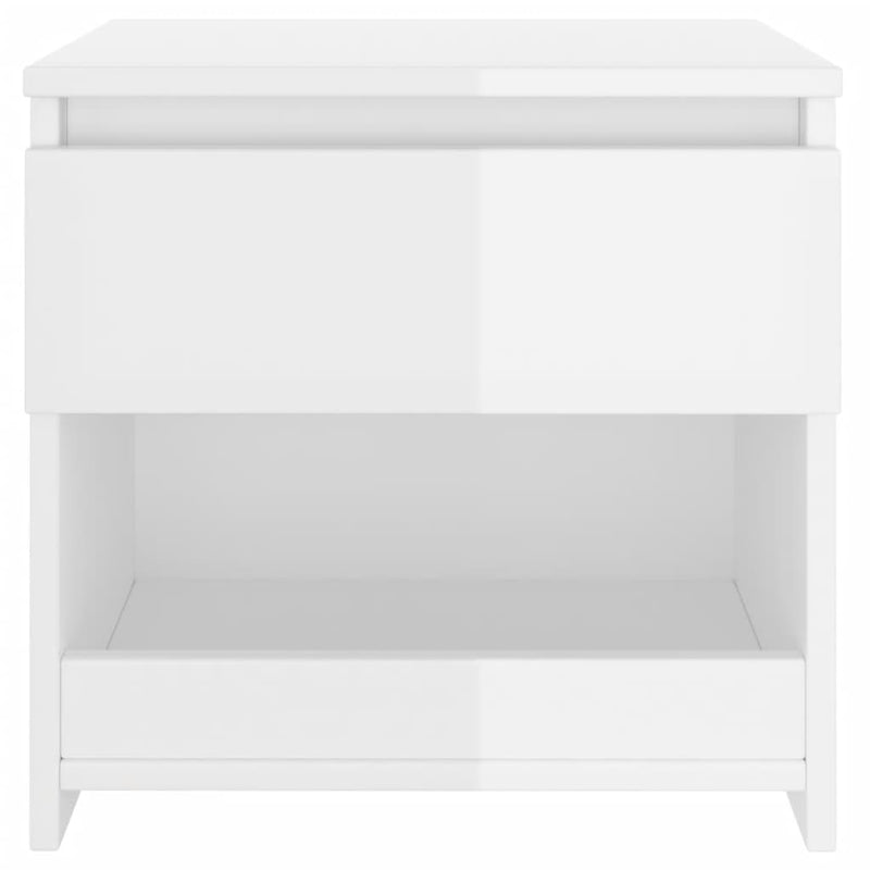 vidaXL 2 db magasfényű fehér szerelt fa éjjeliszekrény 40 x 30 x 39 cm