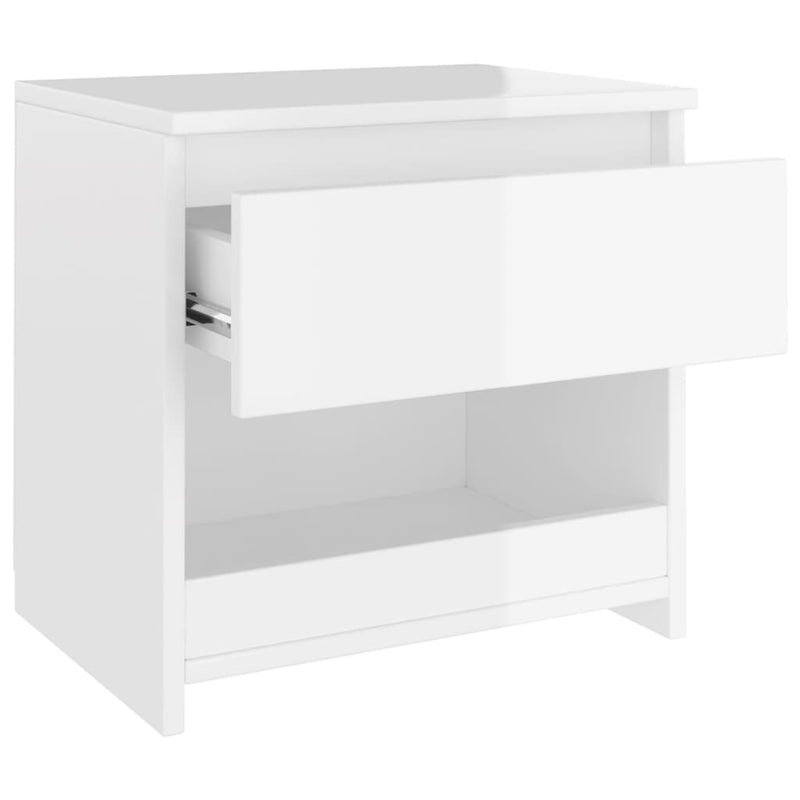 vidaXL 2 db magasfényű fehér szerelt fa éjjeliszekrény 40 x 30 x 39 cm