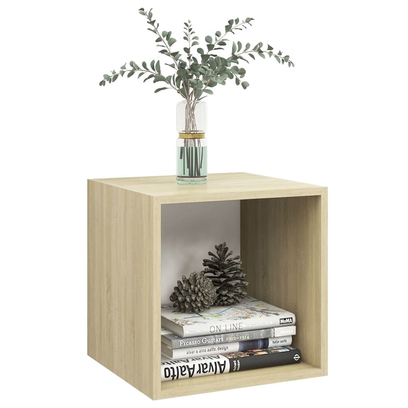 vidaXL 4 db fehér és tölgyszínű szerelt fa fali szekrény 37x37x37 cm
