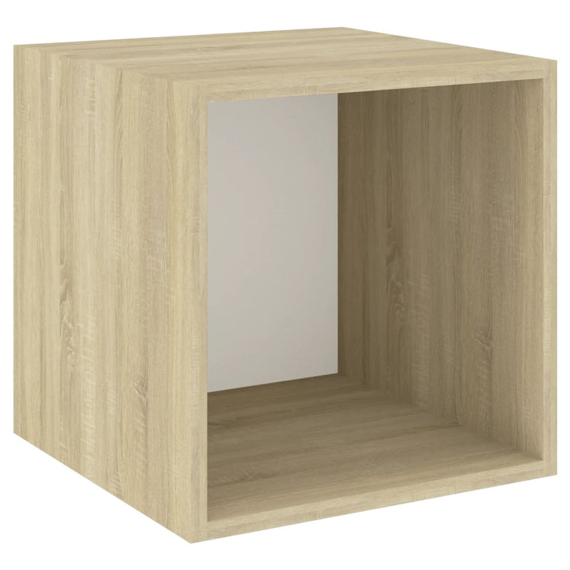 vidaXL 4 db fehér és tölgyszínű szerelt fa fali szekrény 37x37x37 cm