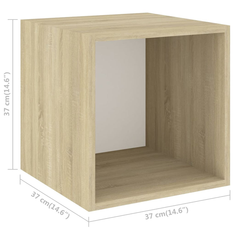 vidaXL 4 db fehér és tölgyszínű szerelt fa fali szekrény 37x37x37 cm