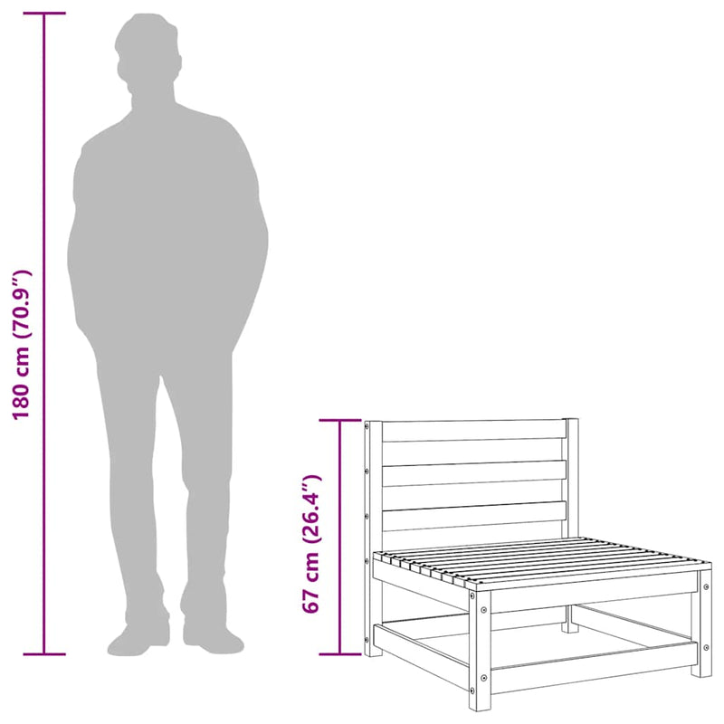 vidaXL fehér tömör fenyőfa kerti középső kanapé