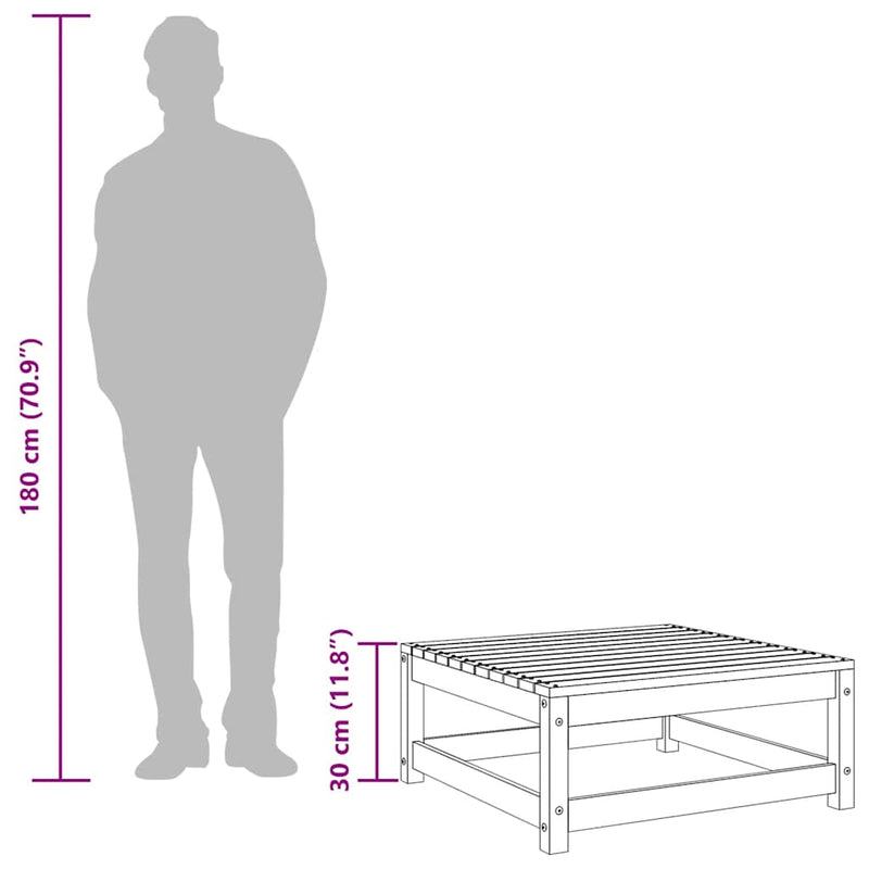 vidaXL fekete tömör fenyőfa kerti lábtartó 70 x 70 x 30 cm