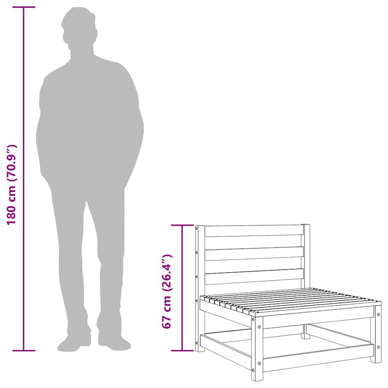 vidaXL 2 db mézbarna tömör fenyőfa kerti középső kanapé