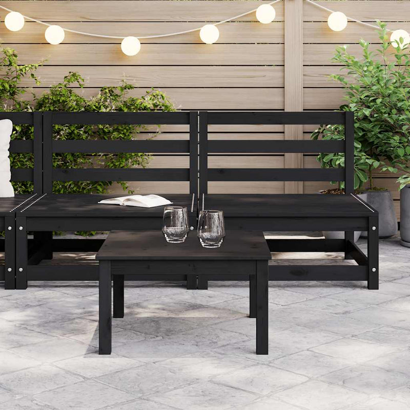 vidaXL 2 db fekete tömör fenyőfa kerti középső kanapé