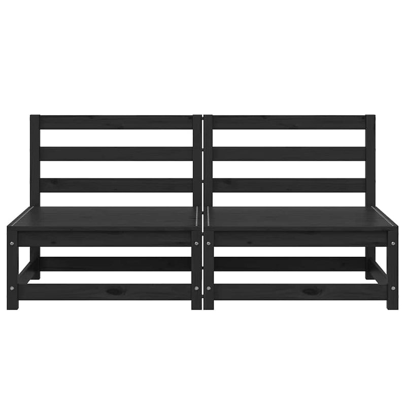 vidaXL 2 db fekete tömör fenyőfa kerti középső kanapé