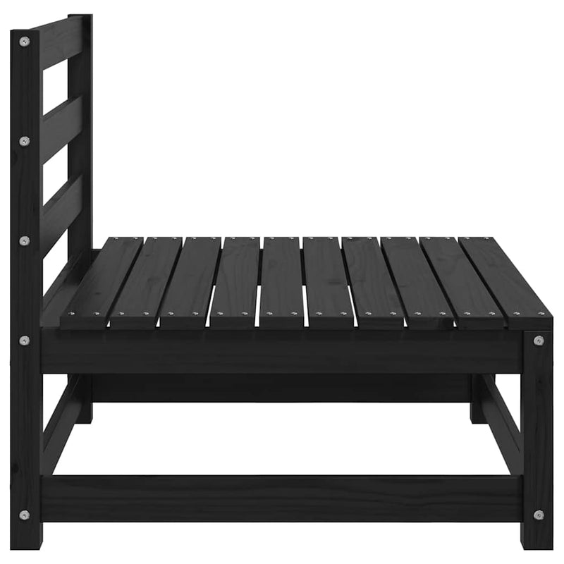 vidaXL 3 db fekete tömör fenyőfa kerti középső kanapé