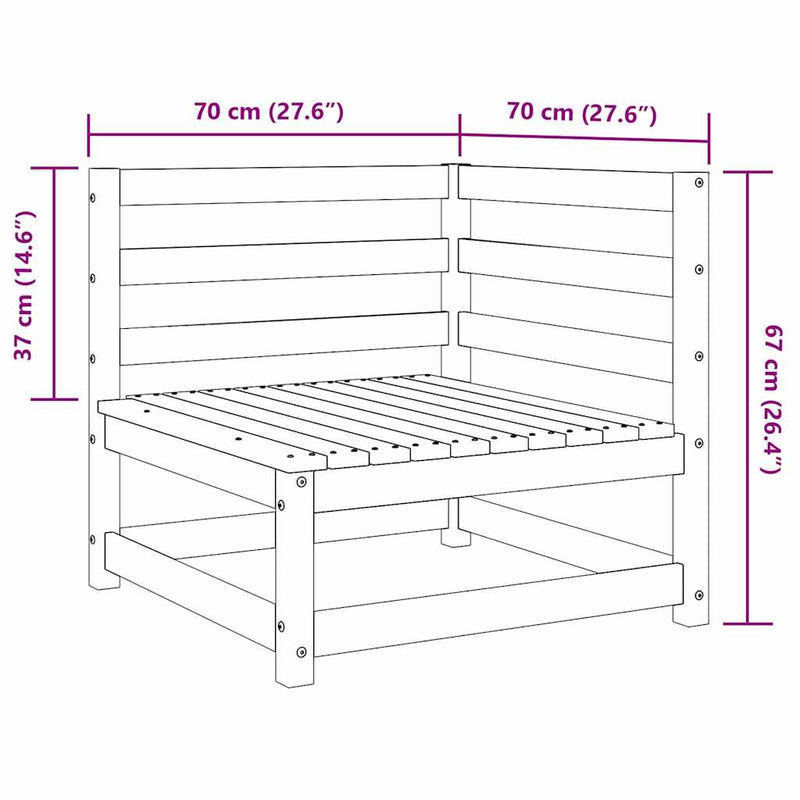 vidaXL 2 részes fekete tömör fenyőfa kerti ülőgarnitúra