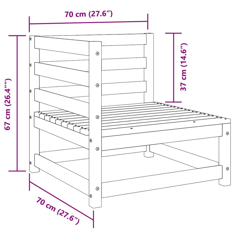 vidaXL 3 részes fekete tömör fenyőfa kerti ülőgarnitúra