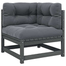 vidaXL tömör fenyőfa kerti sarokkanapé antracitszürke párnákkal