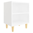 vidaXL 2 db fehér éjjeliszekrény tömör fa lábakkal 40 x 30 x 50 cm