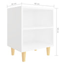 vidaXL 2 db fehér éjjeliszekrény tömör fa lábakkal 40 x 30 x 50 cm