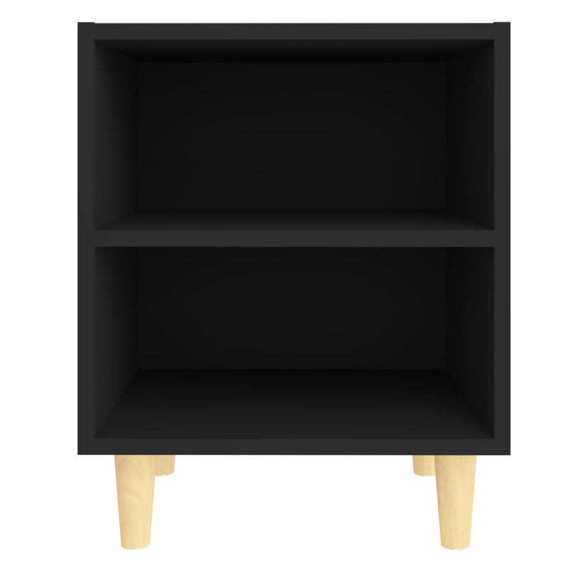 vidaXL 2 db fekete éjjeliszekrény tömör fa lábakkal 40 x 30 x 50 cm