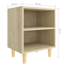 vidaXL 2 db tölgyszínű éjjeliszekrény tömör fa lábakkal 40x30x50 cm