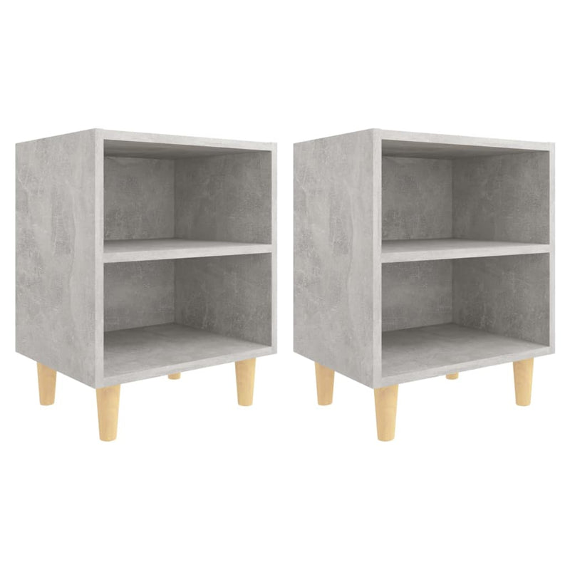 vidaXL 2 db betonszürke éjjeliszekrény tömör fa lábakkal 40x30x50 cm
