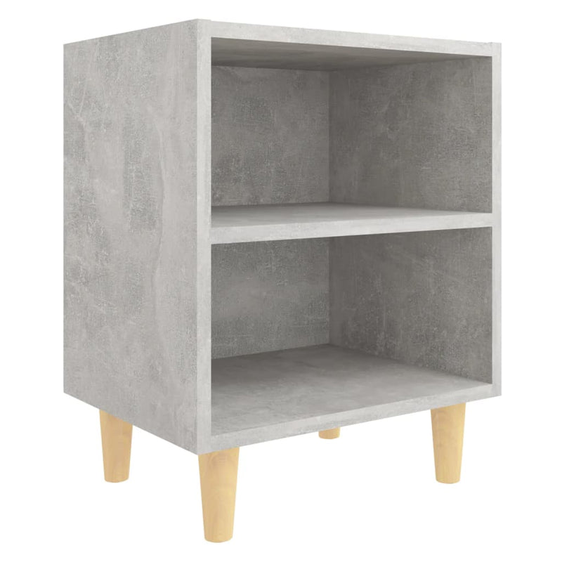 vidaXL 2 db betonszürke éjjeliszekrény tömör fa lábakkal 40x30x50 cm