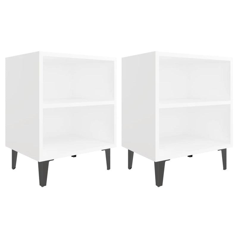 vidaXL 2 db fehér éjjeliszekrény fém lábakkal 40 x 30 x 50 cm