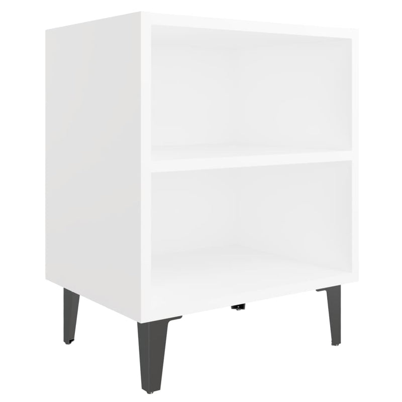vidaXL 2 db fehér éjjeliszekrény fém lábakkal 40 x 30 x 50 cm