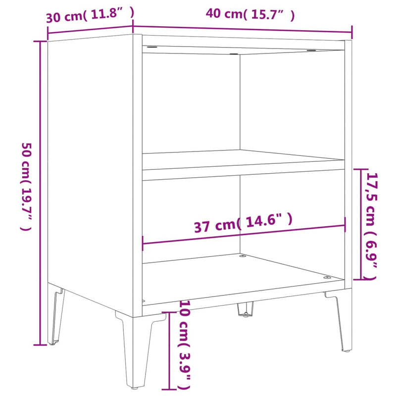 vidaXL betonszürke éjjeliszekrény fém lábakkal 40 x 30 x 50 cm