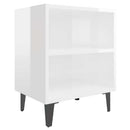 vidaXL 2 db magasfényű fehér éjjeliszekrény fém lábakkal 40x30x50 cm