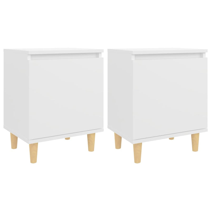 vidaXL 2 db fehér éjjeliszekrény tömör fa lábakkal 40 x 30 x 50 cm