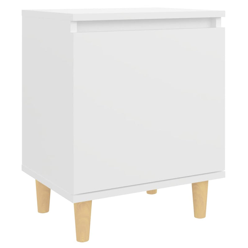 vidaXL 2 db fehér éjjeliszekrény tömör fa lábakkal 40 x 30 x 50 cm