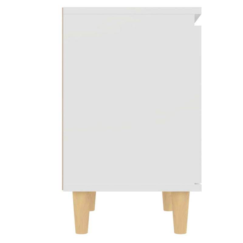 vidaXL 2 db fehér éjjeliszekrény tömör fa lábakkal 40 x 30 x 50 cm