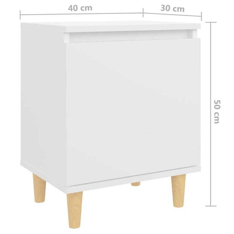 vidaXL 2 db fehér éjjeliszekrény tömör fa lábakkal 40 x 30 x 50 cm