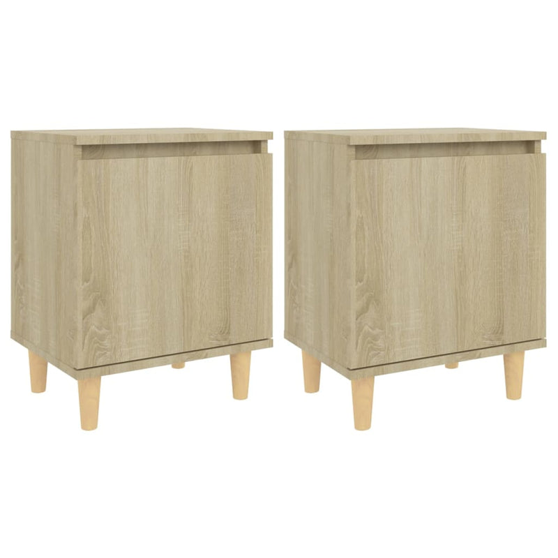 vidaXL 2 db tölgyszínű éjjeliszekrény tömör fa lábakkal 40x30x50 cm