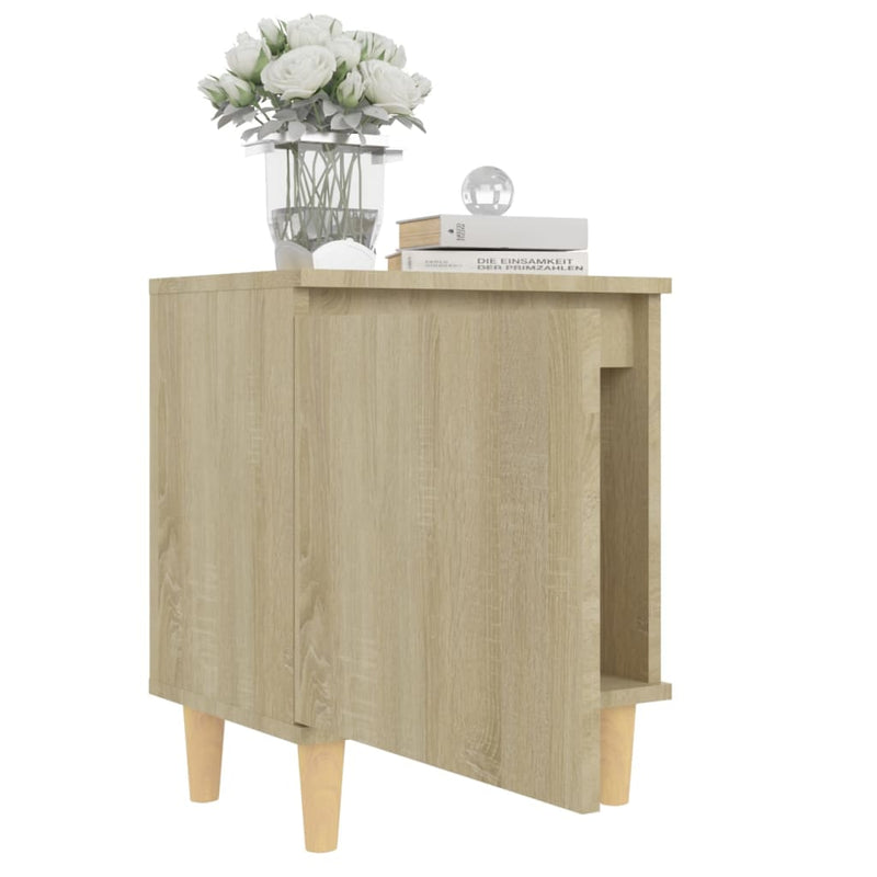 vidaXL 2 db tölgyszínű éjjeliszekrény tömör fa lábakkal 40x30x50 cm