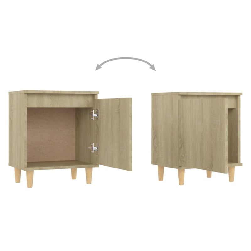 vidaXL 2 db tölgyszínű éjjeliszekrény tömör fa lábakkal 40x30x50 cm