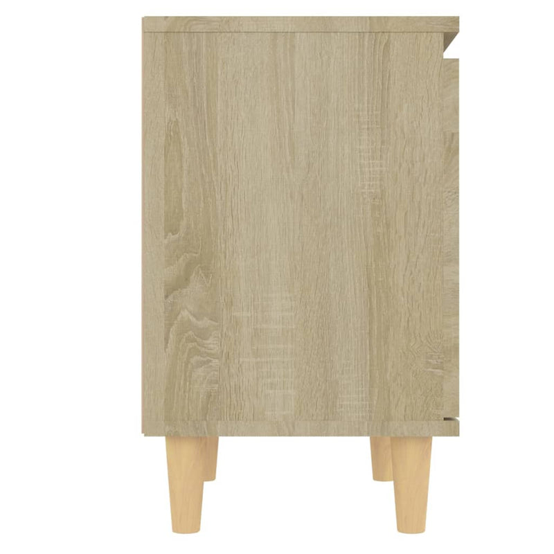 vidaXL 2 db tölgyszínű éjjeliszekrény tömör fa lábakkal 40x30x50 cm