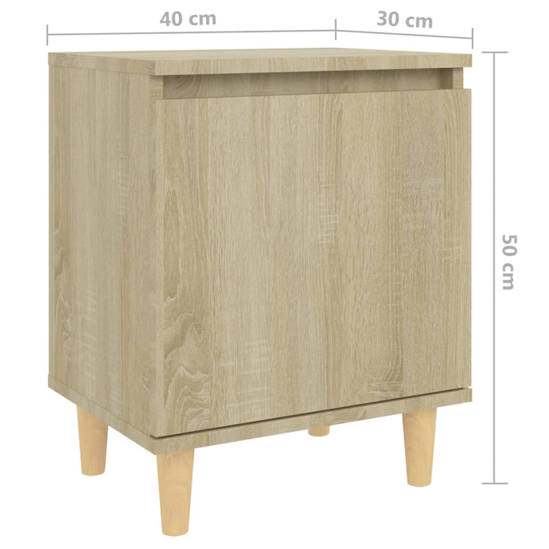 vidaXL 2 db tölgyszínű éjjeliszekrény tömör fa lábakkal 40x30x50 cm