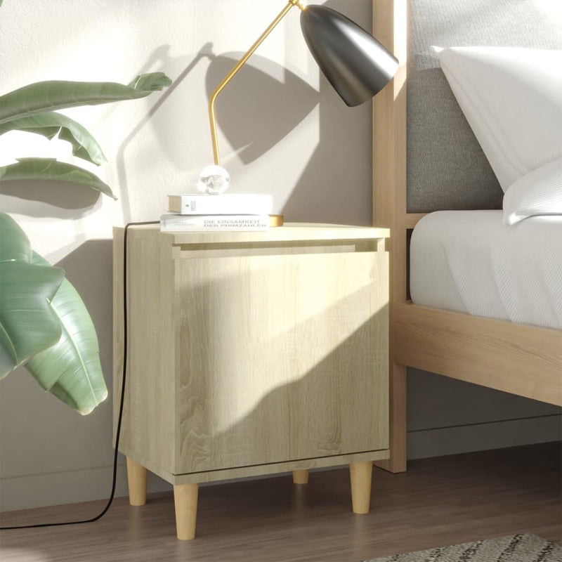vidaXL 2 db tölgyszínű éjjeliszekrény tömör fa lábakkal 40x30x50 cm
