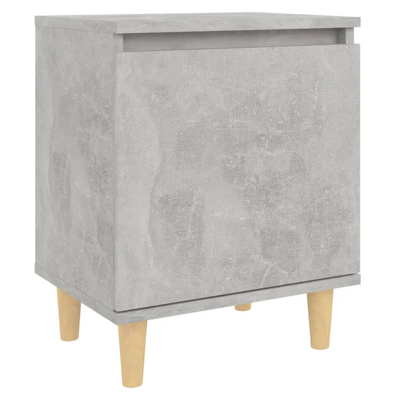 vidaXL betonszürke éjjeliszekrény tömör fa lábakkal 40 x 30 x 50 cm