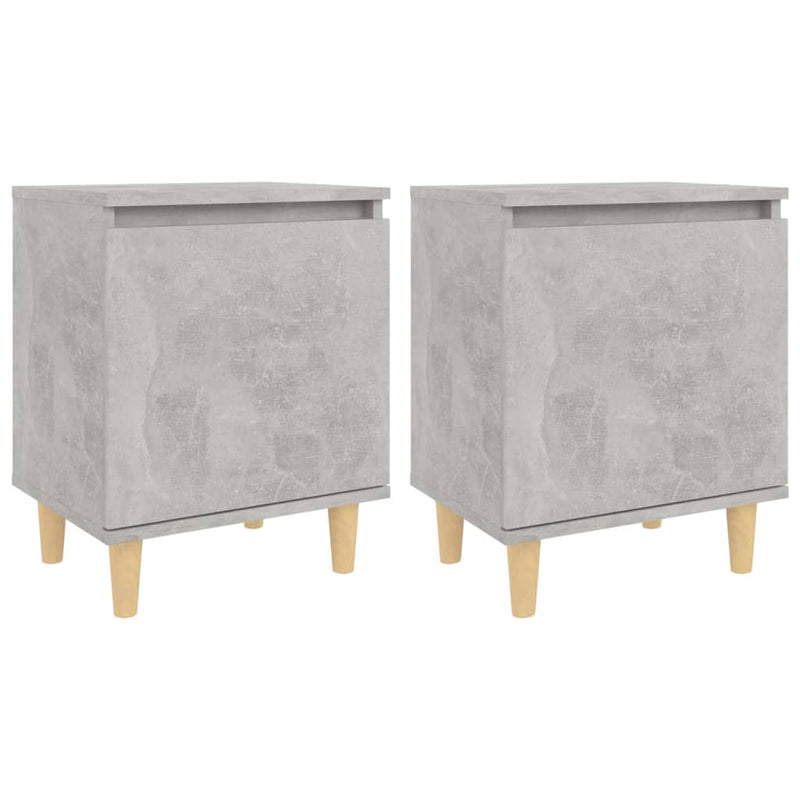 vidaXL 2 db betonszürke éjjeliszekrény tömör fa lábakkal 40x30x50 cm