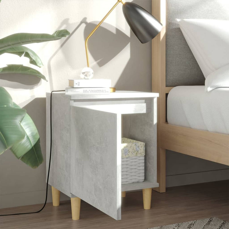 vidaXL 2 db betonszürke éjjeliszekrény tömör fa lábakkal 40x30x50 cm