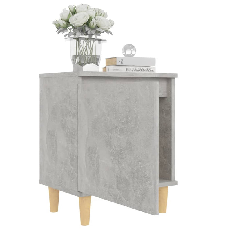 vidaXL 2 db betonszürke éjjeliszekrény tömör fa lábakkal 40x30x50 cm