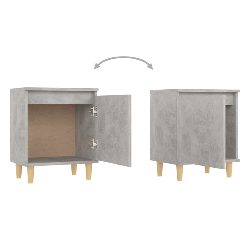 vidaXL 2 db betonszürke éjjeliszekrény tömör fa lábakkal 40x30x50 cm
