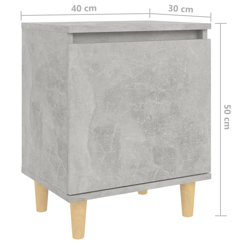 vidaXL 2 db betonszürke éjjeliszekrény tömör fa lábakkal 40x30x50 cm