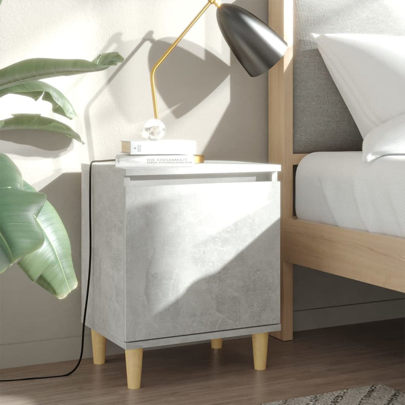vidaXL 2 db betonszürke éjjeliszekrény tömör fa lábakkal 40x30x50 cm