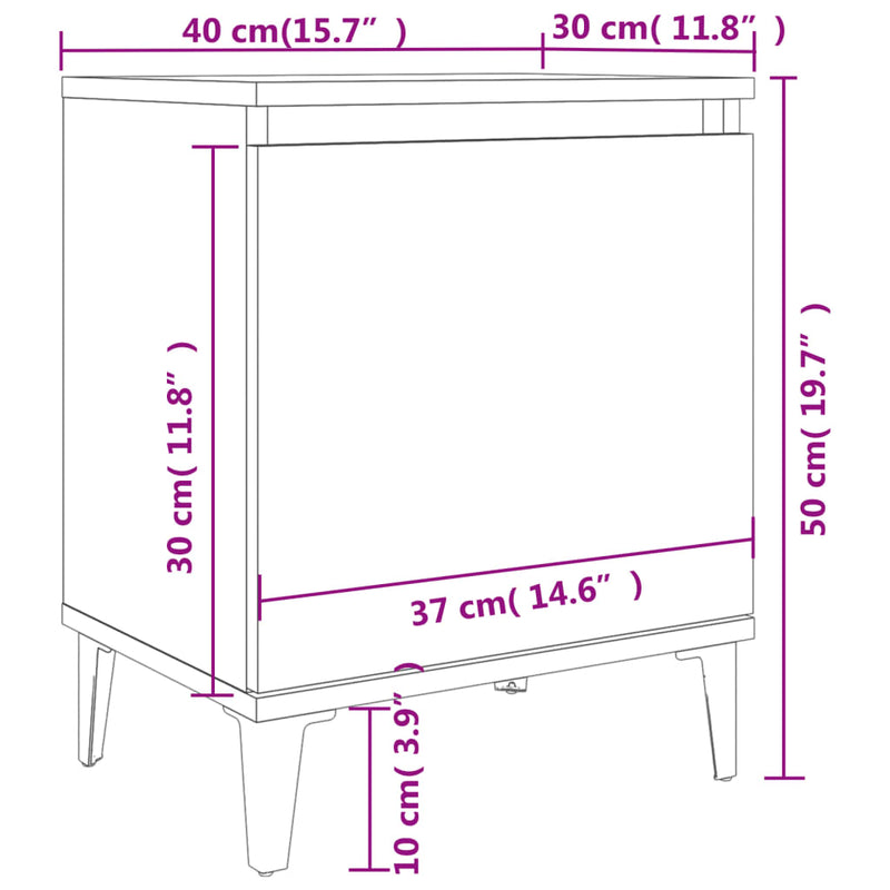 vidaXL betonszürke éjjeliszekrény fém lábakkal 40 x 30 x 50 cm